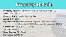 Load image into Gallery viewer, 0.34 Acre in Lander County, NV Own for $150 Per Month (Parcel Number: 003-122-14)