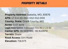Load image into Gallery viewer, 0.07 Acre in Ozark County, MO Own for Only $950 Cash (Parcel Number: 17-0.4-20-004-012-012.000)