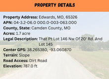 Load image into Gallery viewer, 1.7 Acre in Camden County, MO Own for $199 Per Month (Parcel Number: 04-3.2-06.0 000.0-003-063.000)