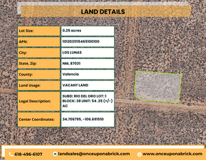 0.25 Acres in Valencia County, NM Own for $200 Per Month (Parcel Number: 1012031115465100100)
