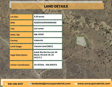 Load image into Gallery viewer, 0.25 Acres in Valencia County, NM Own for $200 Per Month (Parcel Number: 1022033430103000460)
