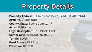 0.16 Acre in Boone County, AR Own for $99 Per Month (Parcel Number: 775-00597-000)