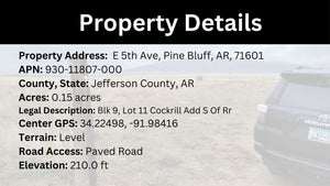 0.15 Acre in Jefferson County, AR Own for $99 Per Month (Parcel Number: 930-11807-000)