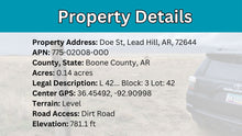 Load image into Gallery viewer, 0.14 Acre in Boone County, AR Own for $99 Per Month (Parcel Number: 775-02008-000)
