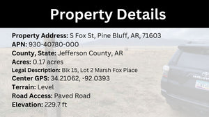 0.17 Acre in Jefferson County, AR Own for $99 Per Month (Parcel Number: 930-40780-000)