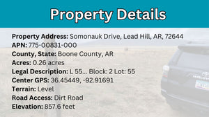 0.26 Acre in Boone County, AR Own for $99 Per Month (Parcel Number: 775-00831-000)