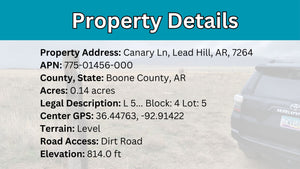 0.14 Acre in Boone County, AR Own for $99 Per Month (Parcel Number: 775-01456-000)