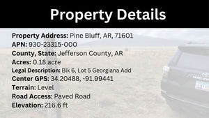 0.18 Acre in Jefferson County, AR Own for $99 Per Month (Parcel Number: 930-23315-000)