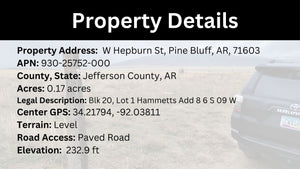 0.17 Acre in Jefferson County, AR Own for $99 Per Month (Parcel Number: 930-25752-000)