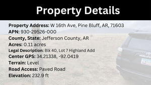 0.11 Acre in Jefferson County, AR Own for $99 Per Month (Parcel Number: 930-29526-000)