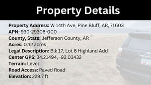 0.12 Acre in Jefferson County, AR Own for $99 Per Month (Parcel Number: 930-29308-000)