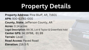 0.14 Acre in Jefferson County, AR Own for $99 Per Month (Parcel Number: 930-63761-000)