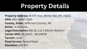 0.14 Acre in Jefferson County, AR Own for $99 Per Month (Parcel Number: 930-45627-000)