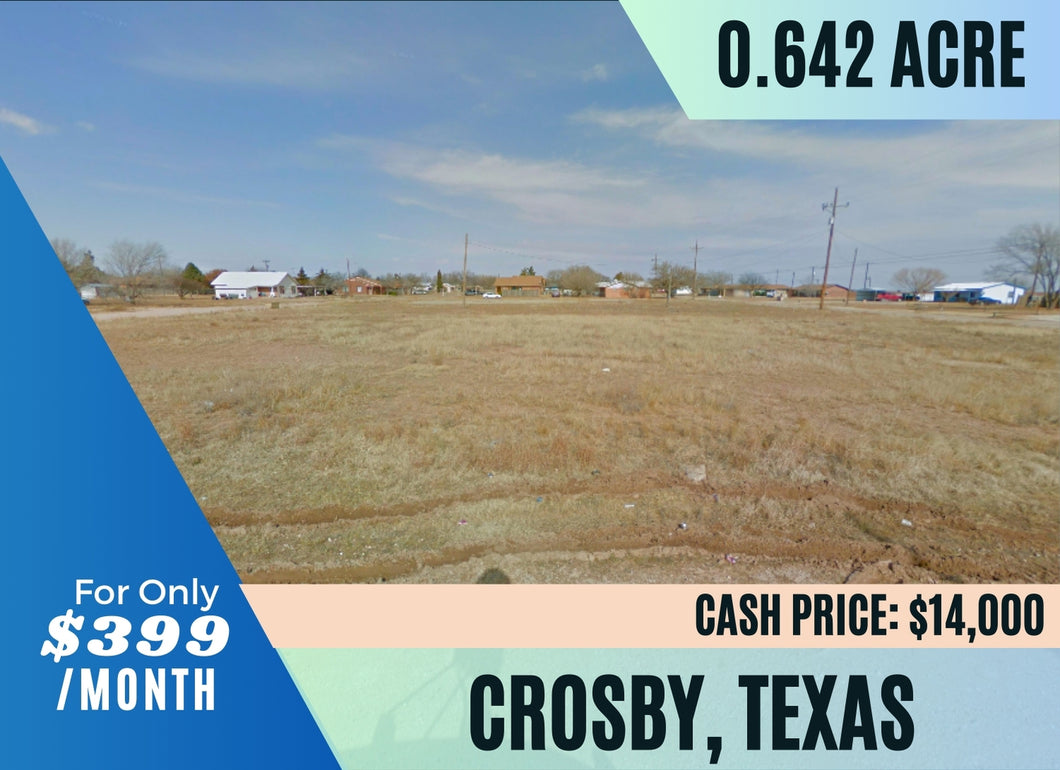 0.64 Acre in Crosby County, Texas Own for $14,000 Cash Price (Parcel Number: R12266)