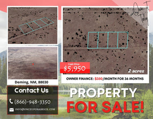 2 Acre in Luna County, New Mexico Own for $350 Per Month (Parcel Number: 3035151190456; 3035151202457; 3035151213457; 3035151225457) - Once Upon a Brick Inc. Land Investments