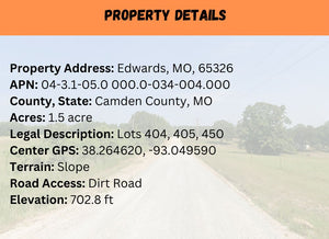 1.5 Acre in Camden County, MO Own for $199 Per Month (Parcel Number: 04-3.1-05.0 000.0-034-004.000)