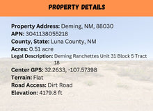 Load image into Gallery viewer, 0.51 Acre in Luna County, NM Own for $99 Per Month (Parcel Number: 3 041 138 055 218)
