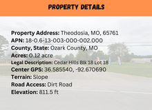 Load image into Gallery viewer, 0.12 Acre in Ozark County, MO Own for $85 Per Month (Parcel Number: 18-0.6-13-003-000-002.000)
