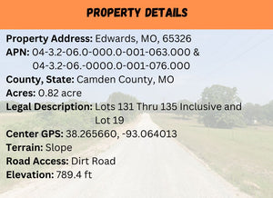 0.82 Acre in Camden County, MO Own for $99 Per Month (Parcel Number: 04-3.2-06.0-000.0-001-063.000 & 04-3.2-06.-0000.0-001-076.000)