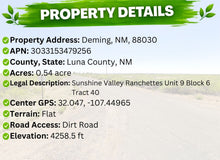 Load image into Gallery viewer, 0.54 Acre in Luna County, NM Own for $85 Per Month (Parcel Number: 3 033 153 479 256) - Once Upon a Brick Inc. Land Investments

