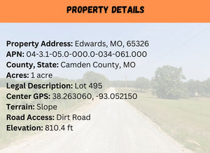 1 Acre in Camden County, MO Own for $199 Per Month (Parcel Number:04-3.1-05.0-000.0-034-061.000)