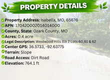 Load image into Gallery viewer, 0.40 Acre in Ozark County, MO Own for $150 Per Month (Parcel Number: 17-0.4-20-002-014-014.000) - Once Upon a Brick Inc. Land Investments
