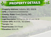 Load image into Gallery viewer, 0.41 Acre in Ozark County, MO Own for $150 Per Month (Parcel Number: 17-0.4-20-001-016-005.000) - Once Upon a Brick Inc. Land Investments
