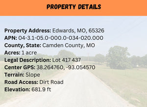 1 Acre in Camden County, MO Own for $150 Per Month (Parcel Number: 04-3.1-05.0-000.0-034-020.000)