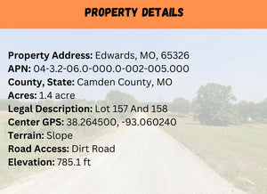 1.4 Acre in Camden County, MO Own for $199 Per Month (Parcel Number:04-3.2-06.0-000.0-002-005.000)