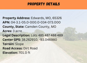 3 Acre in Camden County, MO Own for $299 Per Month (Parcel Number:04-3.1-05.0-000.0-034-073.000)