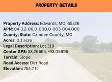 Load image into Gallery viewer, 0.1 Acre in Camden County, MO Own for $75 Per Month (Parcel Number: 04-3.2-06.0-000.0-003 004.000)
