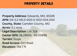 0.1 Acre in Camden County, MO Own for $75 Per Month (Parcel Number: 04-3.2-06.0-000.0-003 004.000)