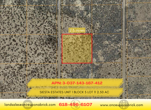 2.5 Acre Lot in Sunny New Mexico (APN: 3-037-143-167-412) - Call Us at 618-496-6107