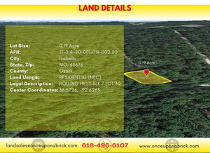 0.19 Acres in Ozark County, MO Own for $150 Per Month (Parcel Number: 17-0.4-20-001-019-002.00) - Once Upon a Brick Inc. Land Investments
